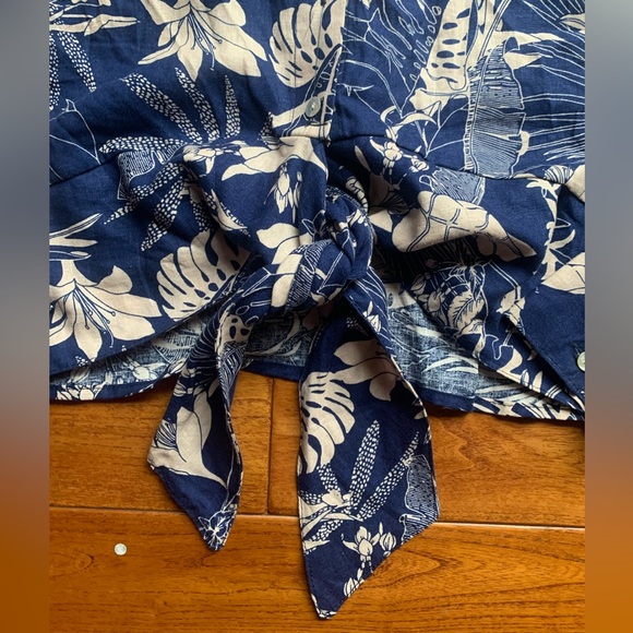 NWT PANAMA JACK Long Sleeve Palm Leaf Tropical Crop Top Linen Blend Size Medium - Picture 3 of 13